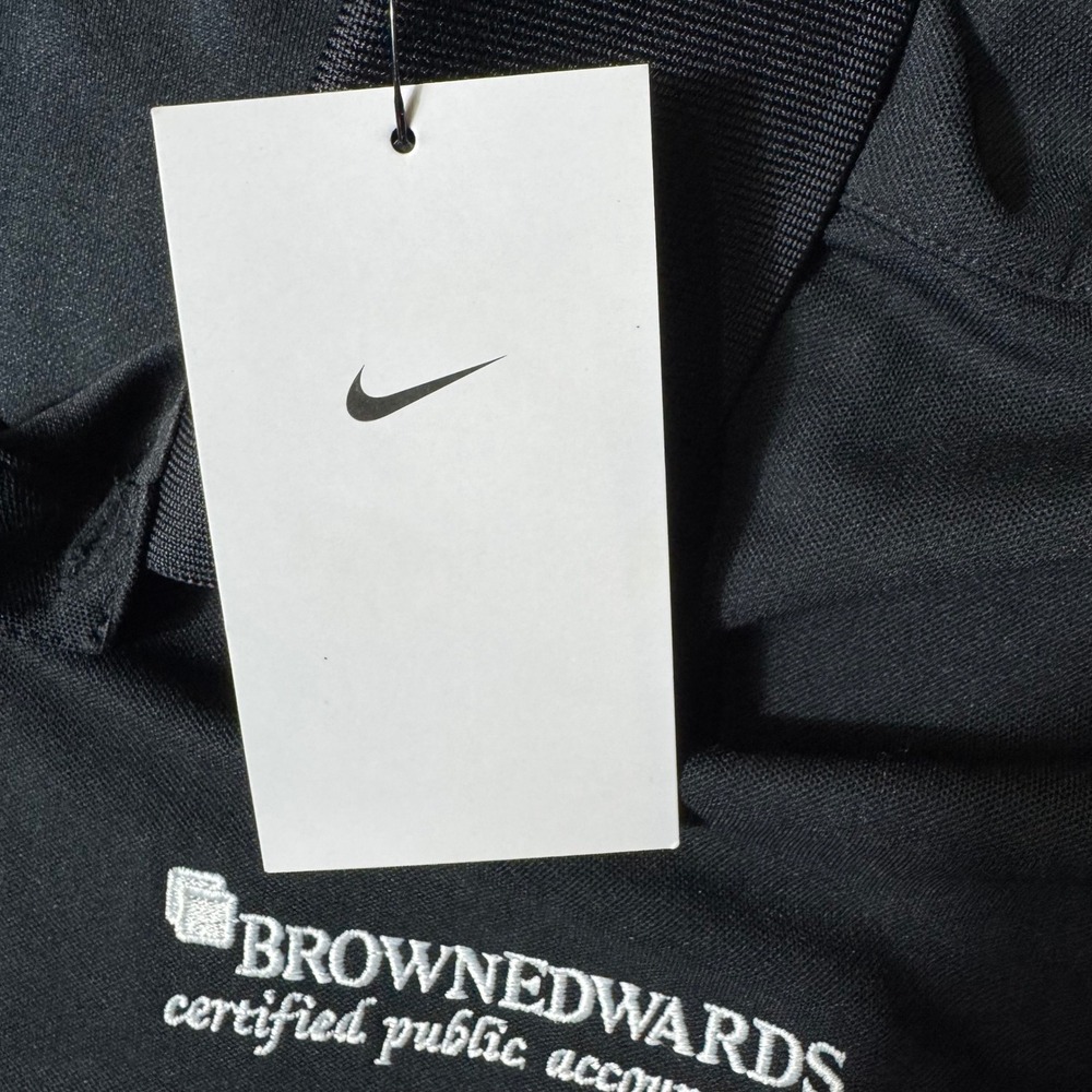 Nike Golf Polo Black Mens Large Brown Edwards CPA Embroidered Shirt - Picture 4 of 10
